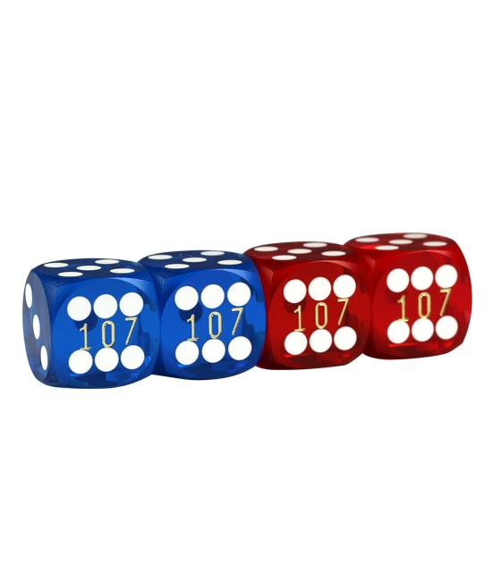 Precision Dice 16 mm set of 4 – Blue/Red